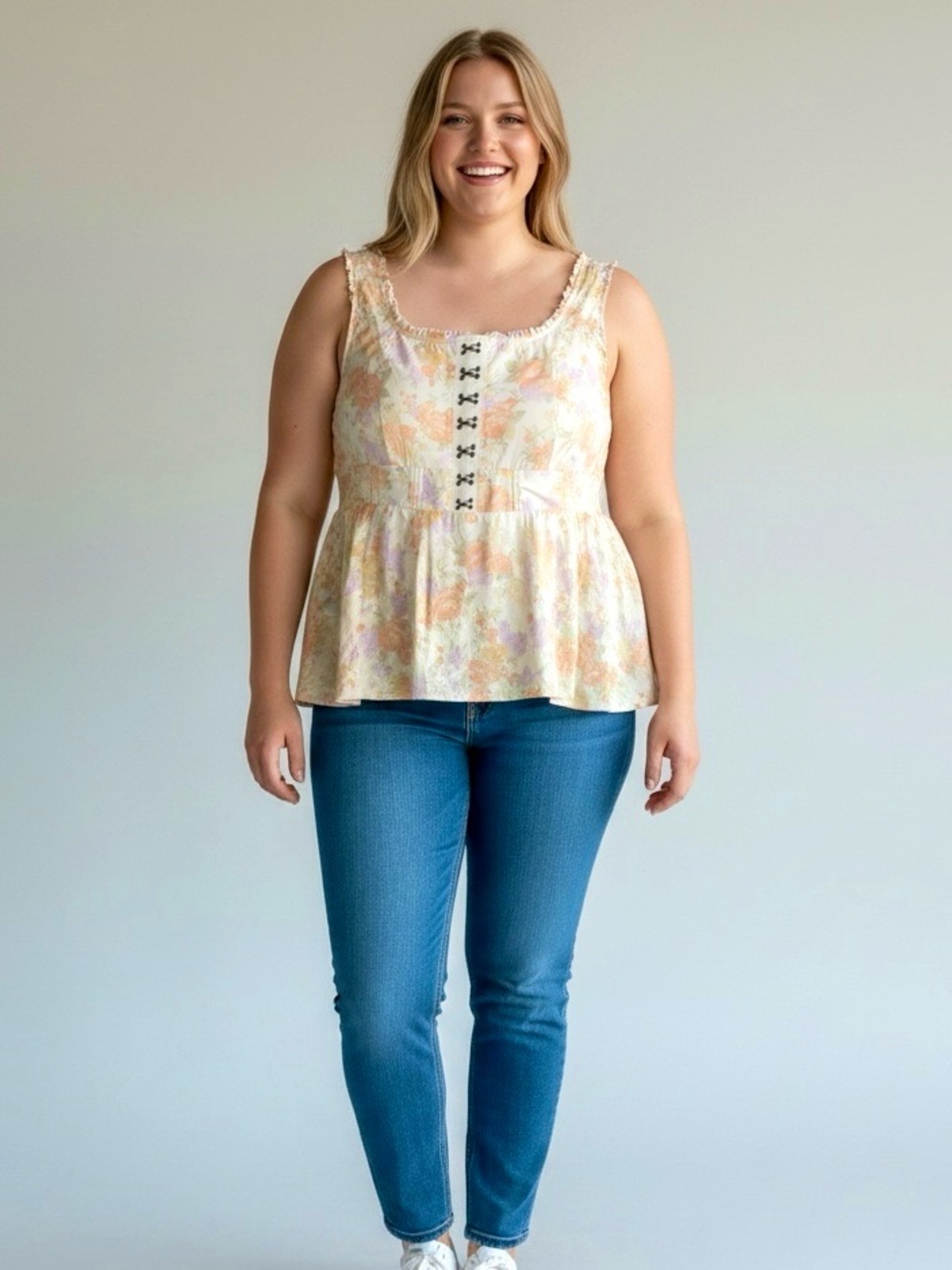 Torrid Floral Peplum Tank Top - Pastel Multicolor, 3X